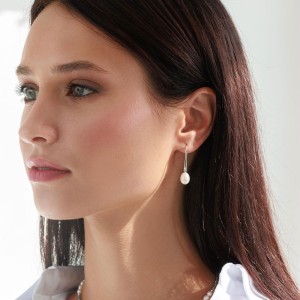 Cercei argint lungi cu perle naturale albe si cristale cu tortita DiAmanti SK22523E_W-G (Argint 925‰ 1,5 g.)